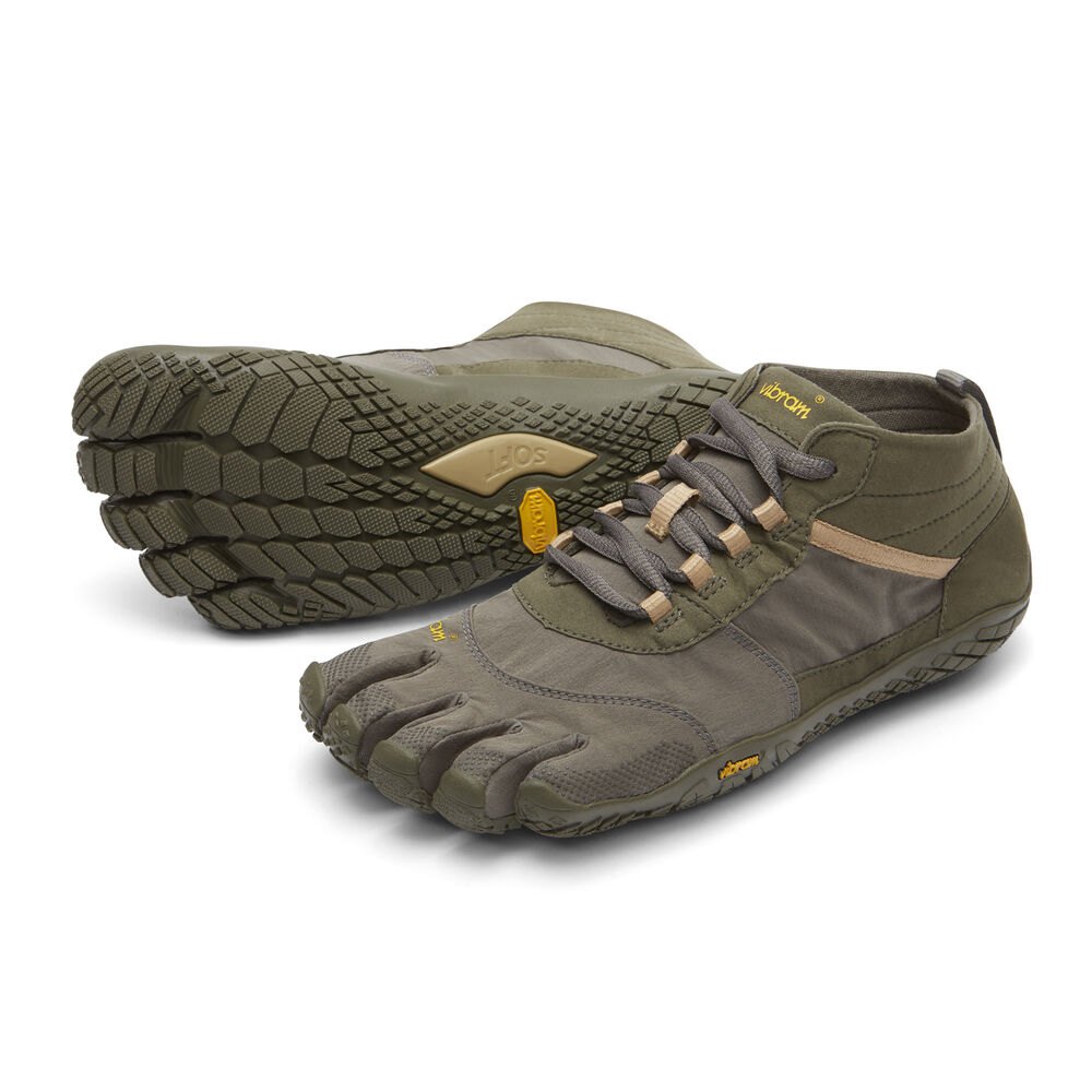 Zapatos Descalzos Hombre Verde Oliva - FiveFingers V-Trek - XKRUON-270